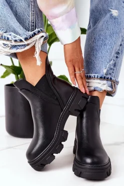 Czarne Botki|Botki Zimowe Damskie><noscript><img width=