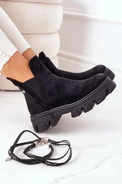Sale Boto Ocieplane Botki Sztyblety Czarne Good Idea