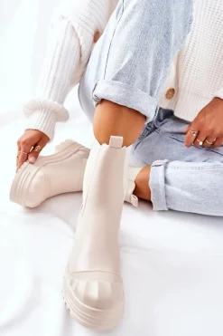 New Ocieplane Botki Sztyblety Beżowe Time Off Damskie Botki Zimowe Damskie|Brązowe I Beżowe Botki