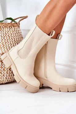 New Ocieplane Botki Sztyblety Beżowe Must Have Damskie Czarne Botki|Botki Zimowe Damskie