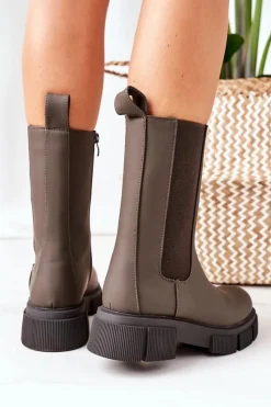 Czarne Botki|Botki Zimowe Damskie><noscript><img width=