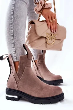 Sale Ocieplane Botki Sztyblety Z Suwakiem Cappucino My Way Damskie Czarne Botki|Botki Zimowe Damskie