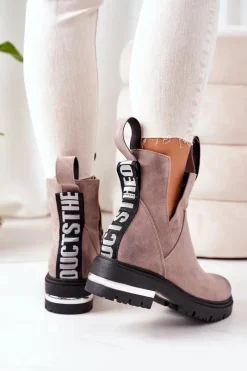 Best Boto Ocieplane Botki Sztyblety Z Suwakiem Szare My Way