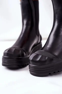 Sale Boto Ocieplane Botki Sztyblety Czarne Time Off