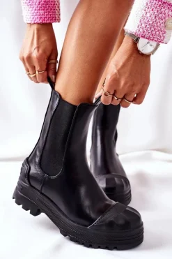 Sale Boto Ocieplane Botki Sztyblety Czarne Time Off