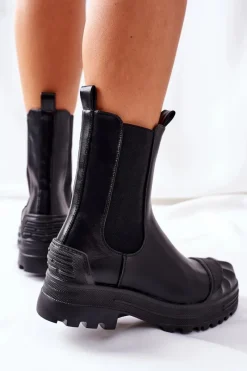 Sale Boto Ocieplane Botki Sztyblety Czarne Time Off