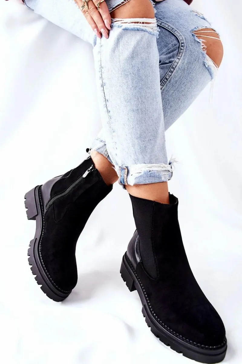 Czarne Botki|Botki Zimowe Damskie>Evento Ocieplane Botki Sztyblety Czarne Prestons