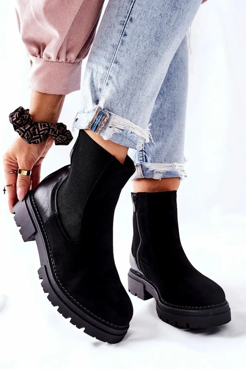 Czarne Botki|Botki Zimowe Damskie>Evento Ocieplane Botki Sztyblety Czarne Prestons