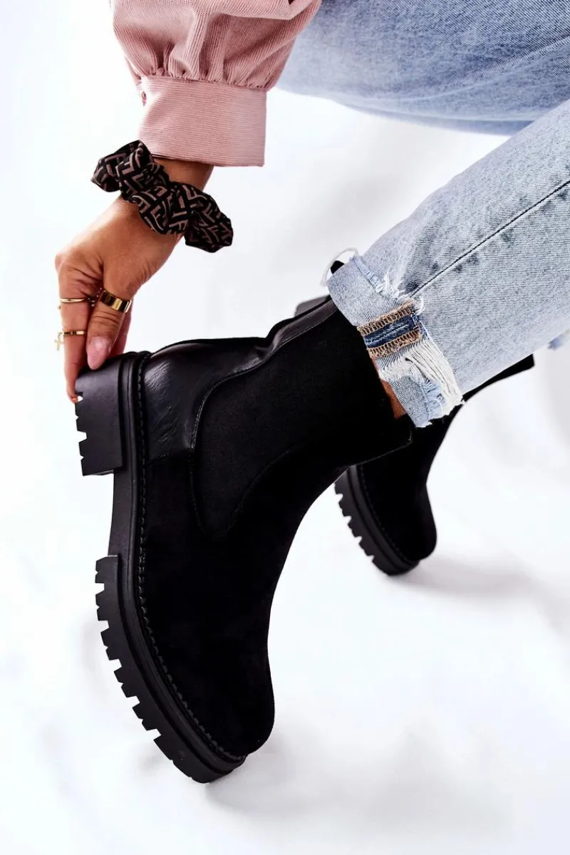 Czarne Botki|Botki Zimowe Damskie>Evento Ocieplane Botki Sztyblety Czarne Prestons