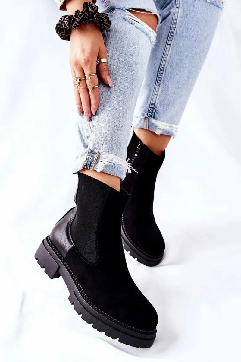 Czarne Botki|Botki Zimowe Damskie>Evento Ocieplane Botki Sztyblety Czarne Prestons