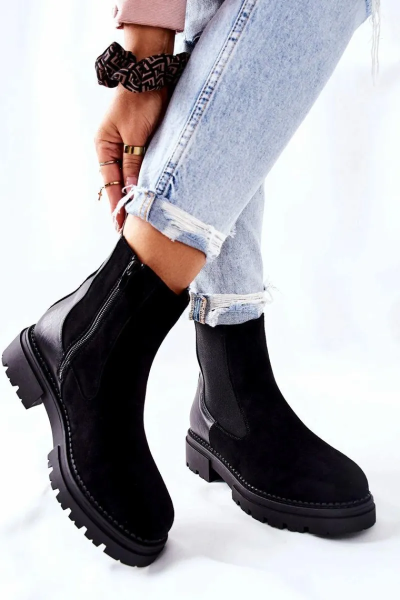 Czarne Botki|Botki Zimowe Damskie>Evento Ocieplane Botki Sztyblety Czarne Prestons