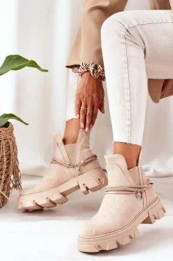 New Ocieplane Botki Sztyblety Beżowe Good Idea Damskie Czarne Botki|Botki Zimowe Damskie