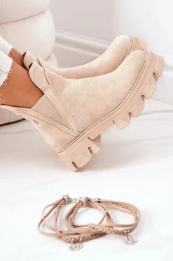 New Ocieplane Botki Sztyblety Beżowe Good Idea Damskie Czarne Botki|Botki Zimowe Damskie