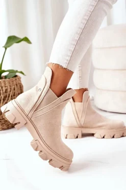 New Ocieplane Botki Sztyblety Beżowe Good Idea Damskie Czarne Botki|Botki Zimowe Damskie