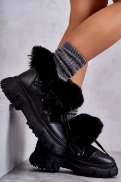Botki Ocieplane|Damskie Trapery></noscript>Boto Ocieplane Botki Trapery Czarne Charles Czarny