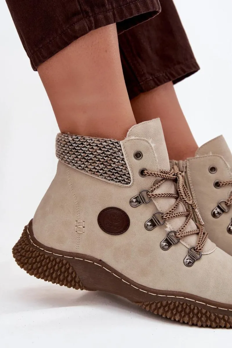 Damskie Trapery|Botki Sznurowane>Boto Ocieplane Botki Trapery Damskie Jasnobeżowe Zenaya Beżowy