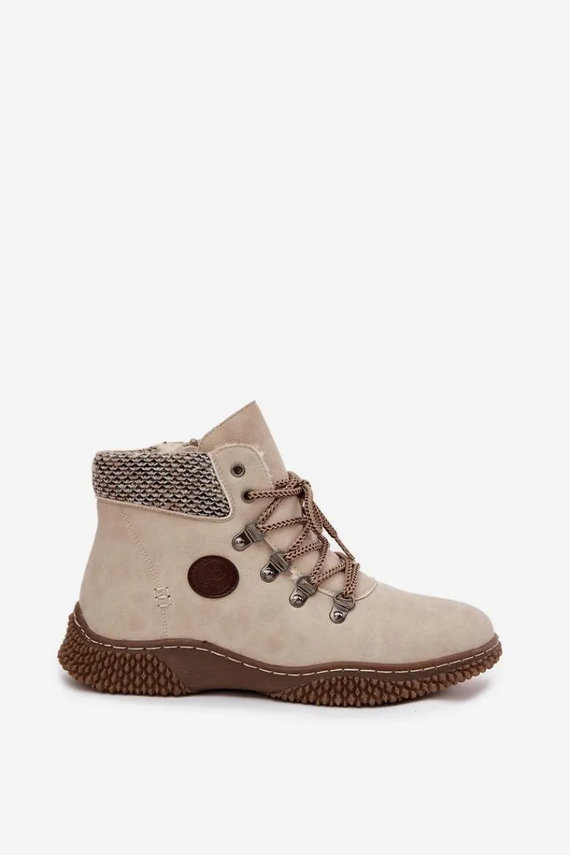 Damskie Trapery|Botki Sznurowane>Boto Ocieplane Botki Trapery Damskie Jasnobeżowe Zenaya Beżowy