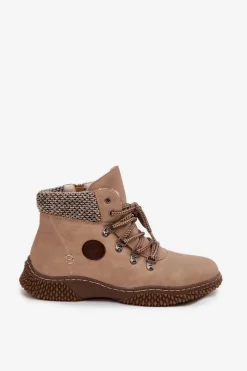 Hot Ocieplane Botki Trapery Damskie Beżowe Zenaya Damskie Damskie Trapery|Botki Sznurowane