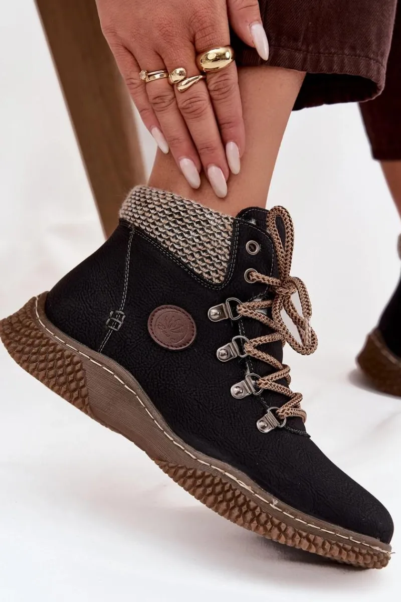 New Boto Ocieplane Botki Trapery Damskie Czarne Zenaya Czarny