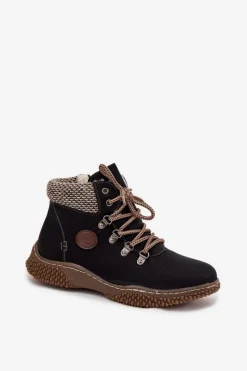 New Boto Ocieplane Botki Trapery Damskie Czarne Zenaya Czarny