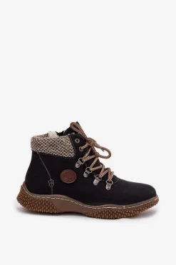 New Boto Ocieplane Botki Trapery Damskie Czarne Zenaya Czarny