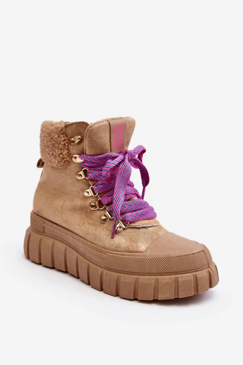 Outlet Boto Ocieplane Botki Trapery Na Grubej Podeszwie Brązowe Ralotta