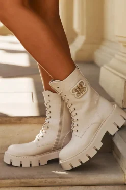 Online Ocieplane Botki Wokrery Damskie Z Ozdobą Jasnobeżowe Melisse Damskie Botki Ocieplane|Botki Sznurowane