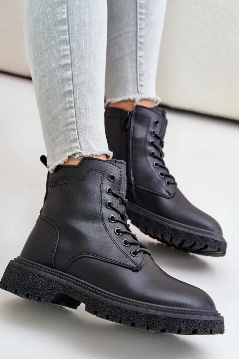 Big Star Shoes Ocieplane Botki Workery Damskie Big Star OO274A126 Czarne