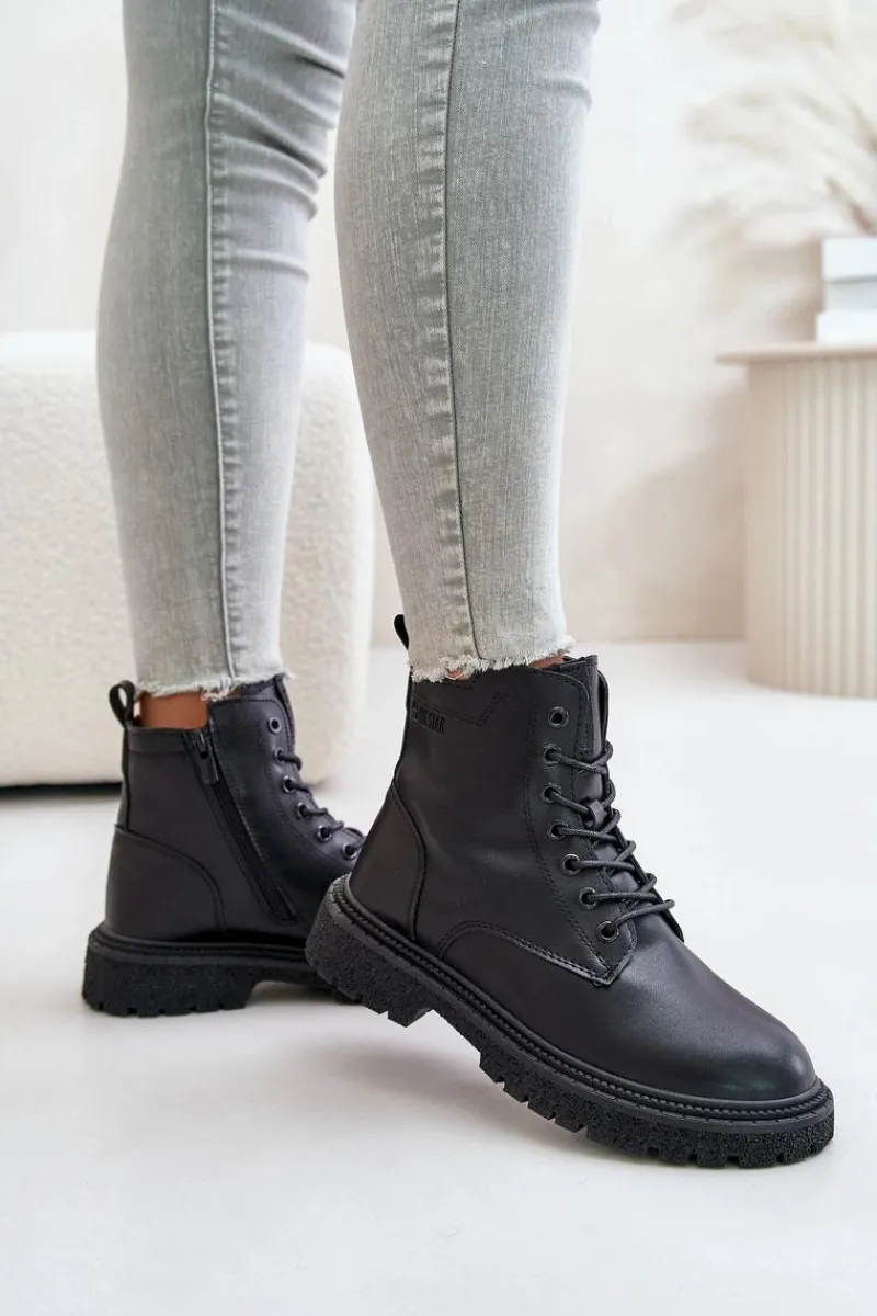 Big Star Shoes Ocieplane Botki Workery Damskie Big Star OO274A126 Czarne