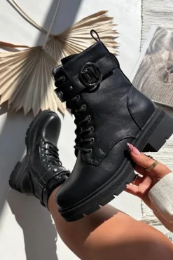 Outlet Ocieplane Botki Workery Damskie Z Ozdobnym Detalem Czarne Talyssa Damskie Botki Wiosenne|Botki Ocieplane