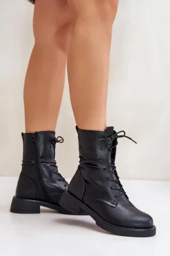 Botki Sznurowane|Czarne Botki><noscript><img width=