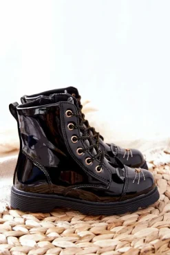 Discount Ocieplane Botki Workery Na Suwak Czarne Mousie Dzieci Dziewczęce