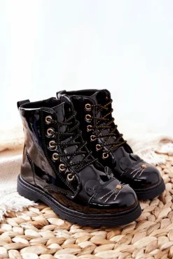 Discount Ocieplane Botki Workery Na Suwak Czarne Mousie Dzieci Dziewczęce