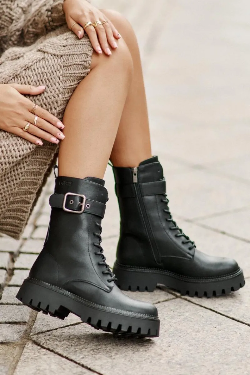 Online Big Star Shoes Ocieplane Botki Workery Z Klamrą Big Star OO274137 Czarne