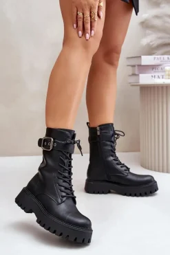 Online Big Star Shoes Ocieplane Botki Workery Z Klamrą Big Star OO274137 Czarne