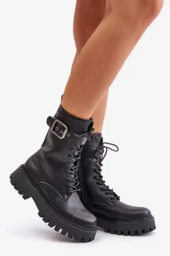 Online Big Star Shoes Ocieplane Botki Workery Z Klamrą Big Star OO274137 Czarne