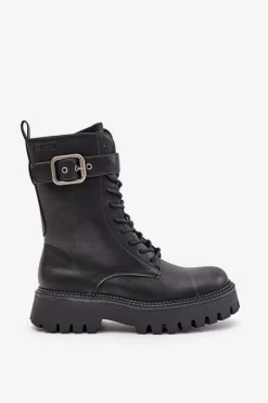 Online Big Star Shoes Ocieplane Botki Workery Z Klamrą Big Star OO274137 Czarne