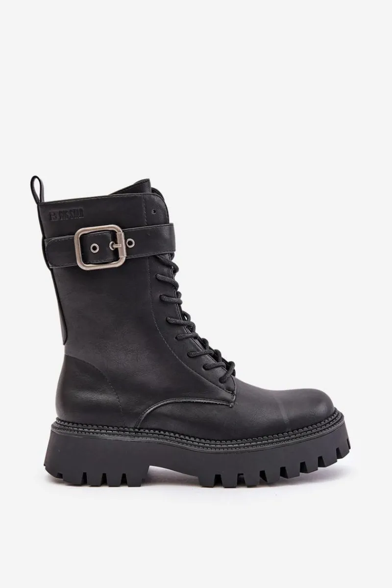 Online Big Star Shoes Ocieplane Botki Workery Z Klamrą Big Star OO274137 Czarne