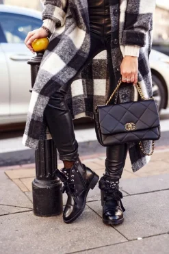 New Ocieplane Botki Z Metalowymi Perełkami I Wstążką Czarne Perla Damskie Botki Sznurowane|Czarne Botki