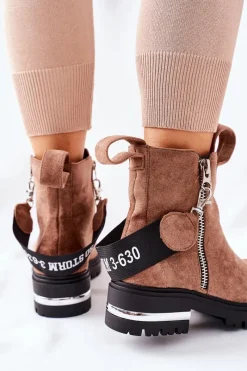 Discount Ocieplane Botki Z Suwakiem Brązowe Cortona Damskie Czarne Botki|Botki Zimowe Damskie