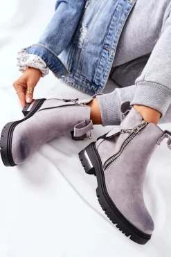 Czarne Botki|Botki Zimowe Damskie><noscript><img width=