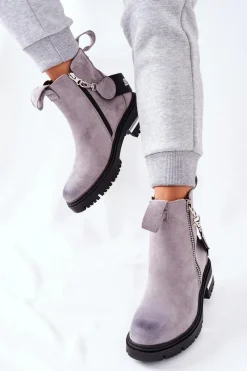 Czarne Botki|Botki Zimowe Damskie><noscript><img width=