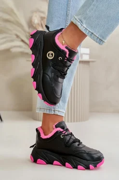 New Ocieplane Buty Sportowe Damskie Sznurowane Na Platformie Czarne Bialoa Damskie Sneakersy Damskie|Botki Sznurowane