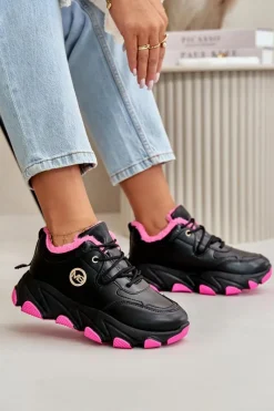 New Ocieplane Buty Sportowe Damskie Sznurowane Na Platformie Czarne Bialoa Damskie Sneakersy Damskie|Botki Sznurowane