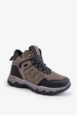 Outlet Evento Ocieplane Buty Trekkingowe Męskie Sznurowane Szare Zerista