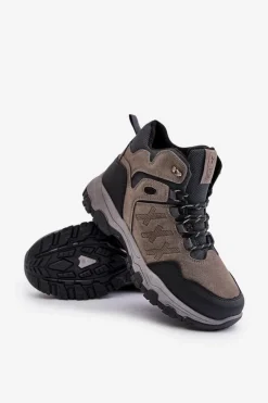 Outlet Evento Ocieplane Buty Trekkingowe Męskie Sznurowane Szare Zerista