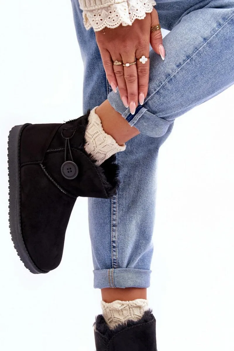 Discount Ocieplane Damskie Śniegowce Z Ozdobą Czarne Siriol Damskie Śniegowce Damskie