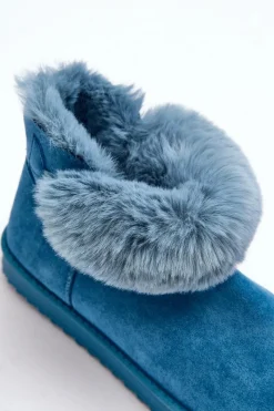 Discount Ocieplane Damskie Śniegowce Z Ozdobą Niebieskie Siriol Damskie Śniegowce Damskie