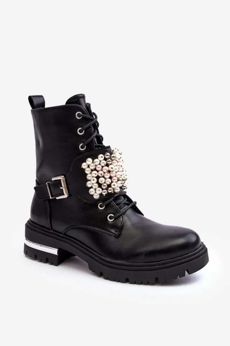 Clearance Ocieplane Damskie Workery Botki Zdobione Czarne Venizi Damskie Botki Wiosenne|Botki Ocieplane