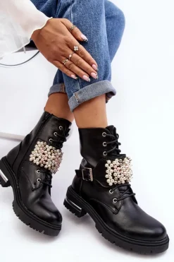 Clearance Ocieplane Damskie Workery Botki Zdobione Czarne Venizi Damskie Botki Wiosenne|Botki Ocieplane